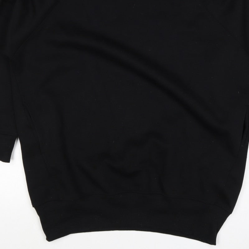 Zara Women Black M Pullover Sweatshirt Raglan Crew Neck Pockets