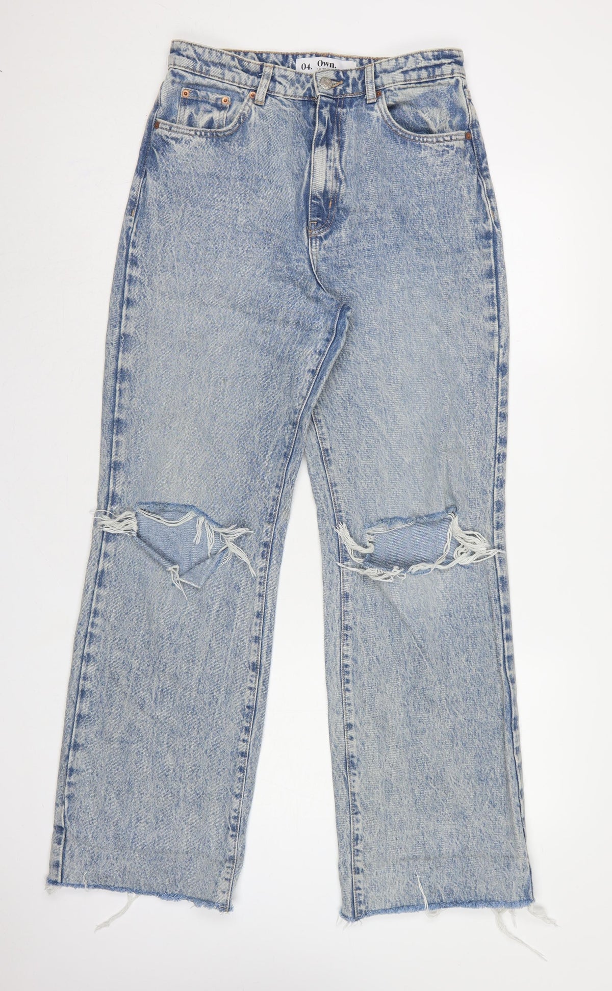 Next 04 Own Women’s Blue UK 10 High Rise Straight Distressed Jeans
