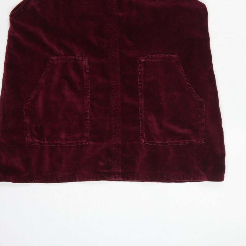 Topshop MOTO Women’s Burgundy UK 12 Velvet Pinafore Mini Dress