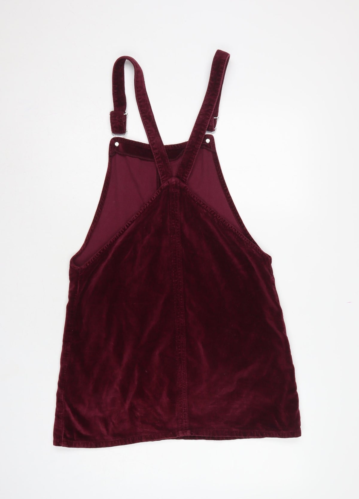 Topshop MOTO Women’s Burgundy UK 12 Velvet Pinafore Mini Dress