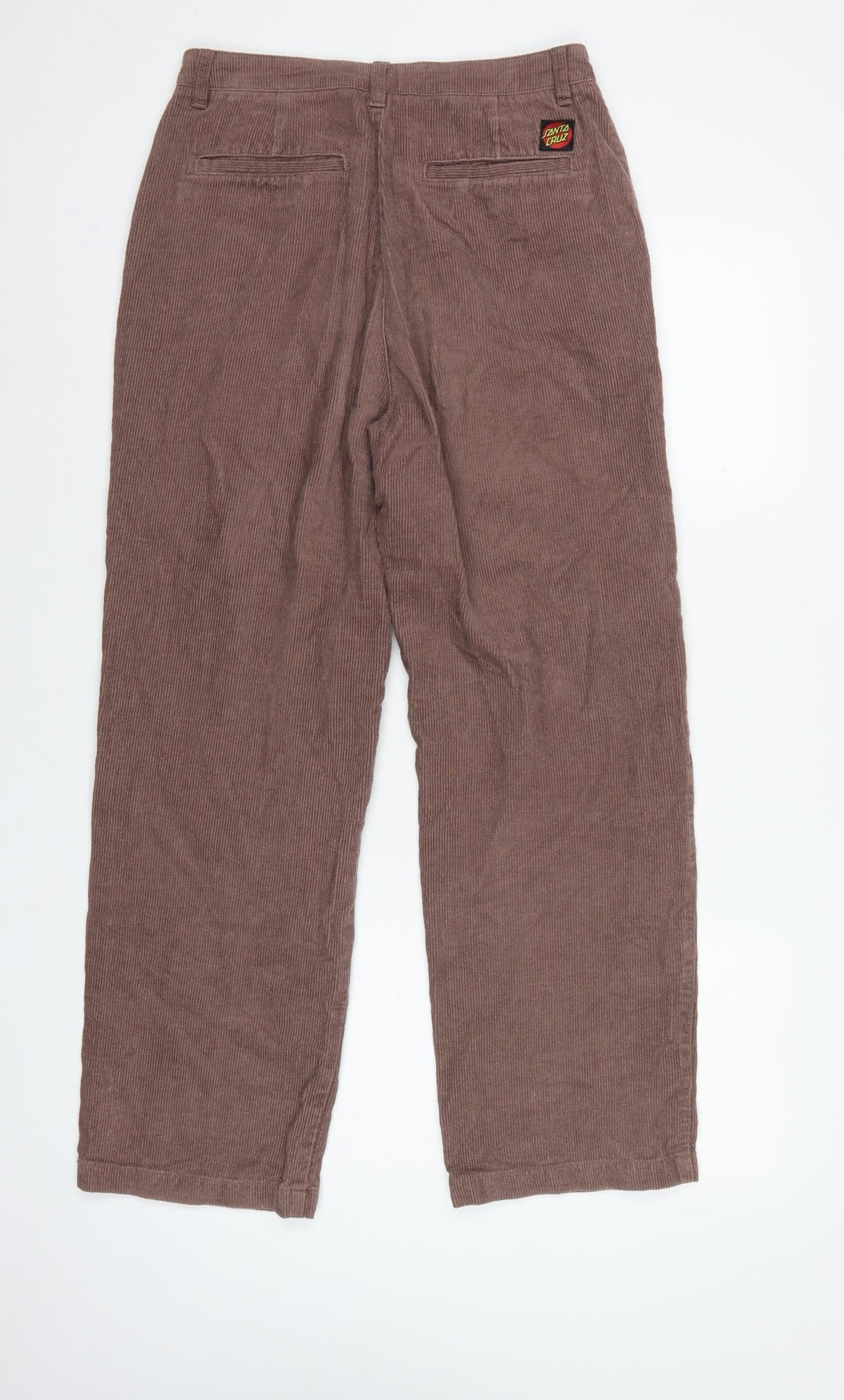 Santa Cruz Women's Brown UK 8 Corduroy Straight Trousers Logo