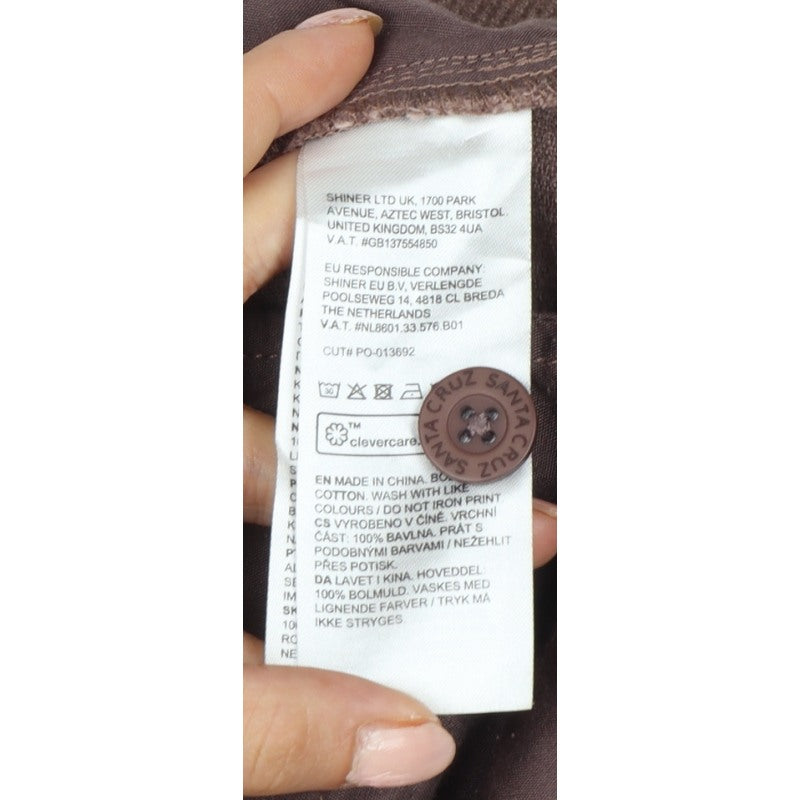 Santa Cruz Women's Brown UK 8 Corduroy Straight Trousers Logo
