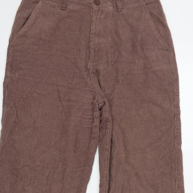 Santa Cruz Women's Brown UK 8 Corduroy Straight Trousers Logo