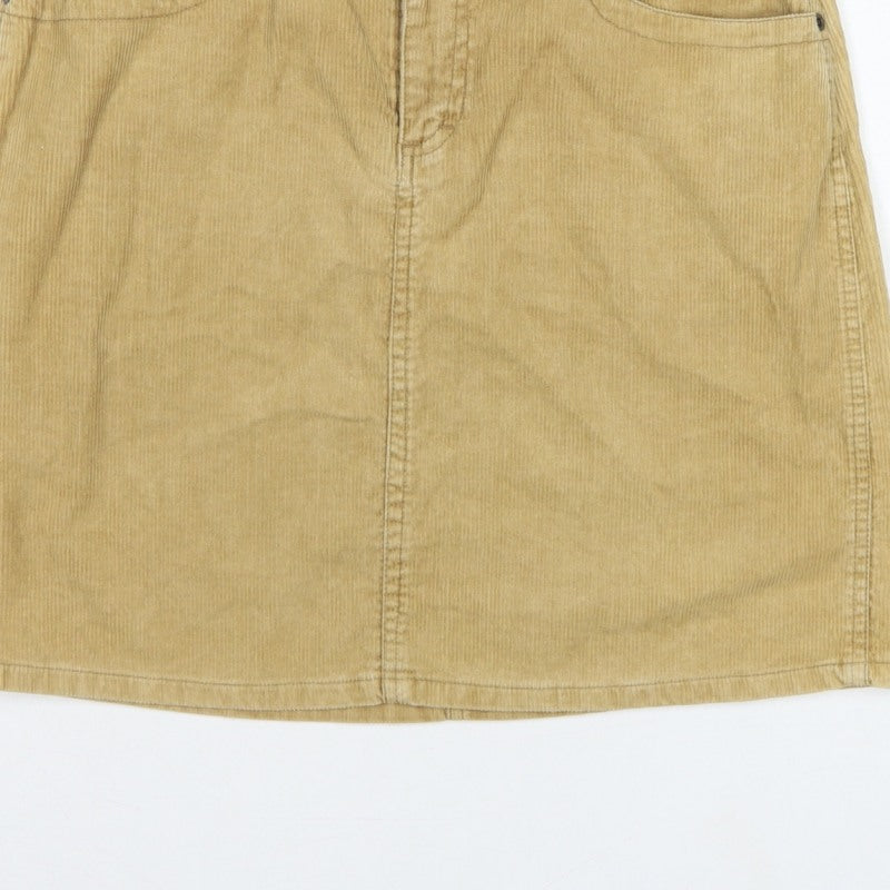 Divided by H&M Women Beige UK 12 Corduroy Pencil Mini Skirt Pockets
