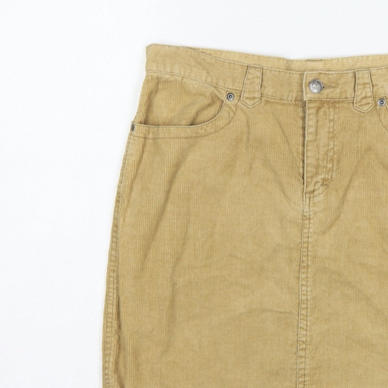 Divided by H&M Women Beige UK 12 Corduroy Pencil Mini Skirt Pockets