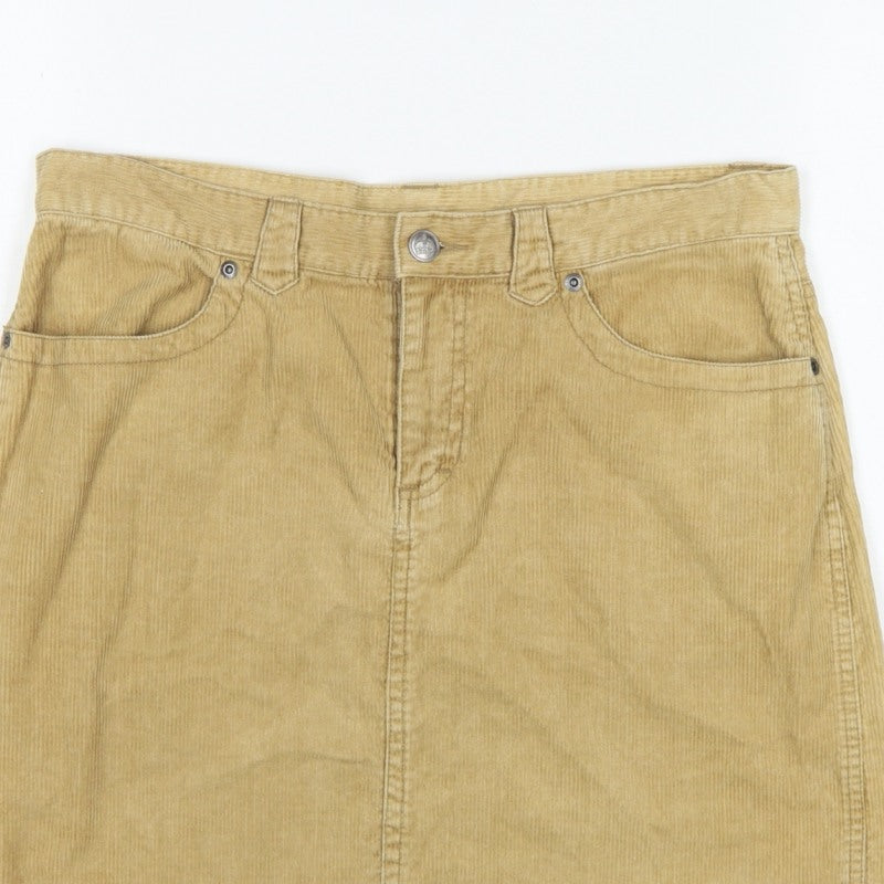 Divided by H&M Women Beige UK 12 Corduroy Pencil Mini Skirt Pockets