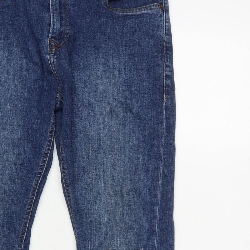 Next Men's Blue W32 L31 Skinny Distressed Stretch Denim Jeans