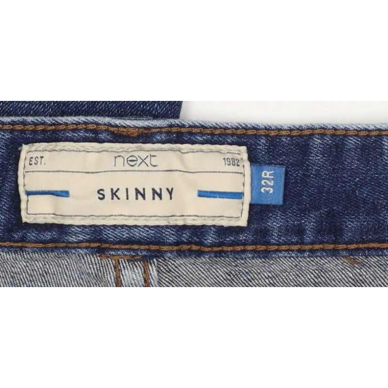 Next Men's Blue W32 L31 Skinny Distressed Stretch Denim Jeans