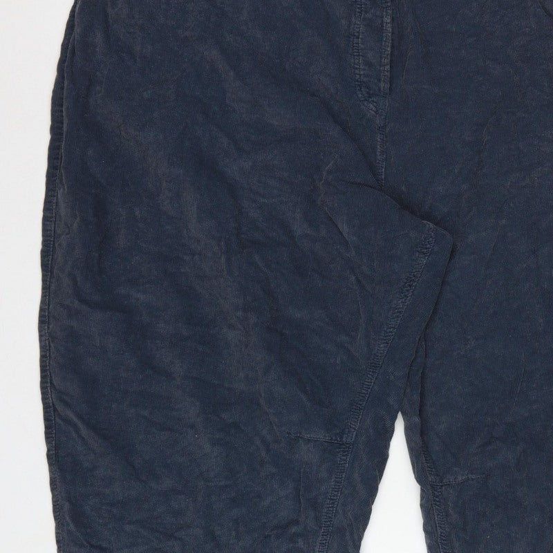 Next Women Blue Corduroy Capri Tapered Trousers UK 26 Regular