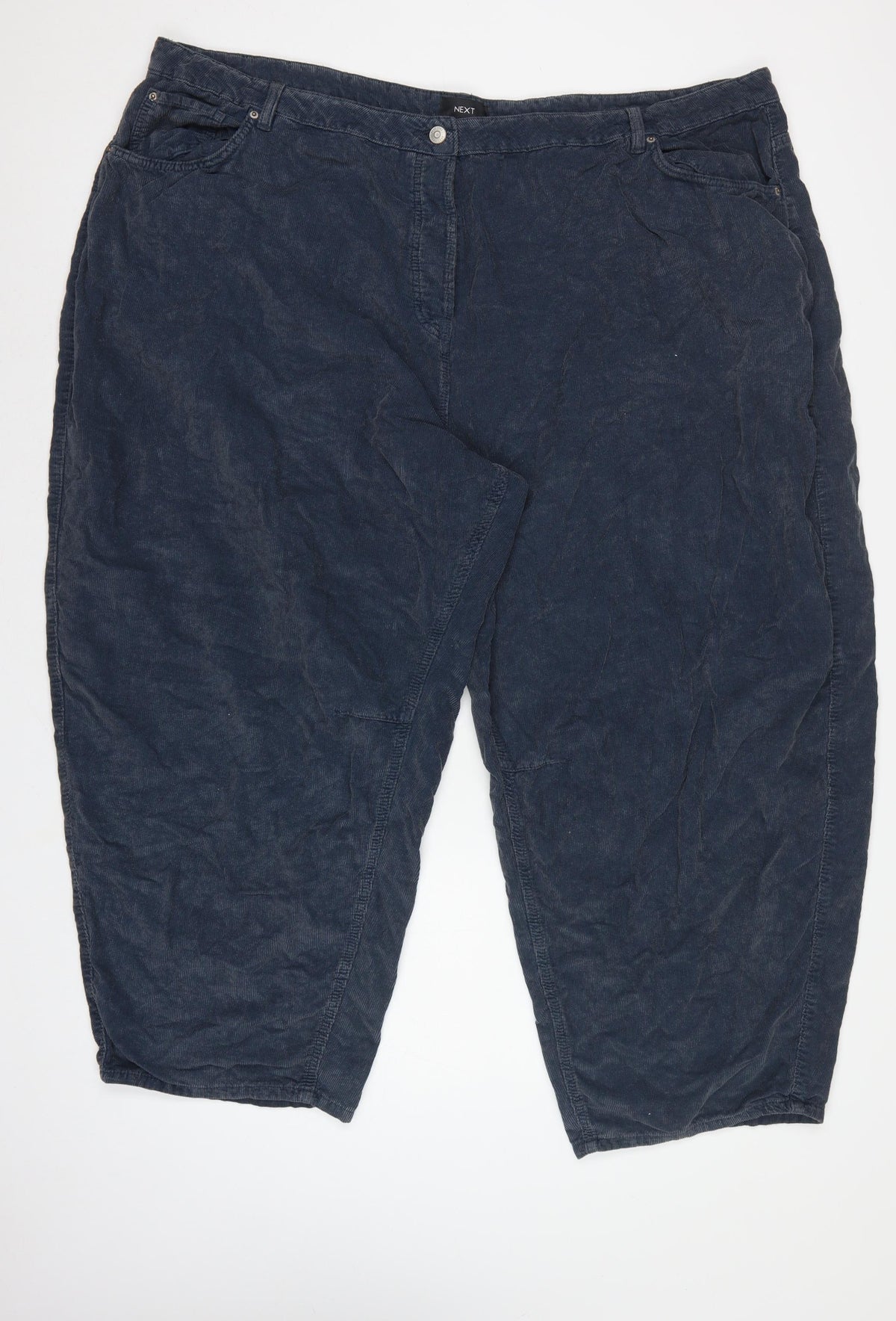 Next Women Blue Corduroy Capri Tapered Trousers UK 26 Regular