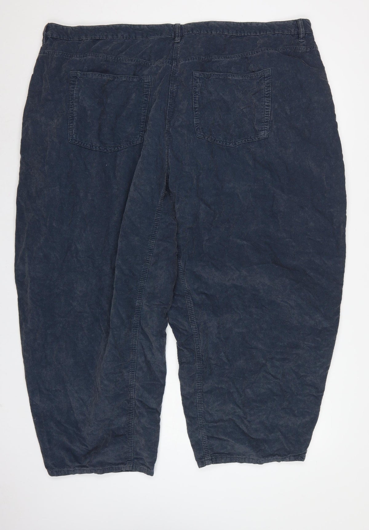Next Women Blue Corduroy Capri Tapered Trousers UK 26 Regular