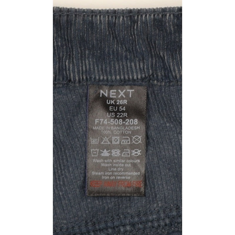 Next Women Blue Corduroy Capri Tapered Trousers UK 26 Regular