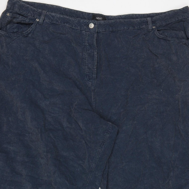 Next Women Blue Corduroy Capri Tapered Trousers UK 26 Regular