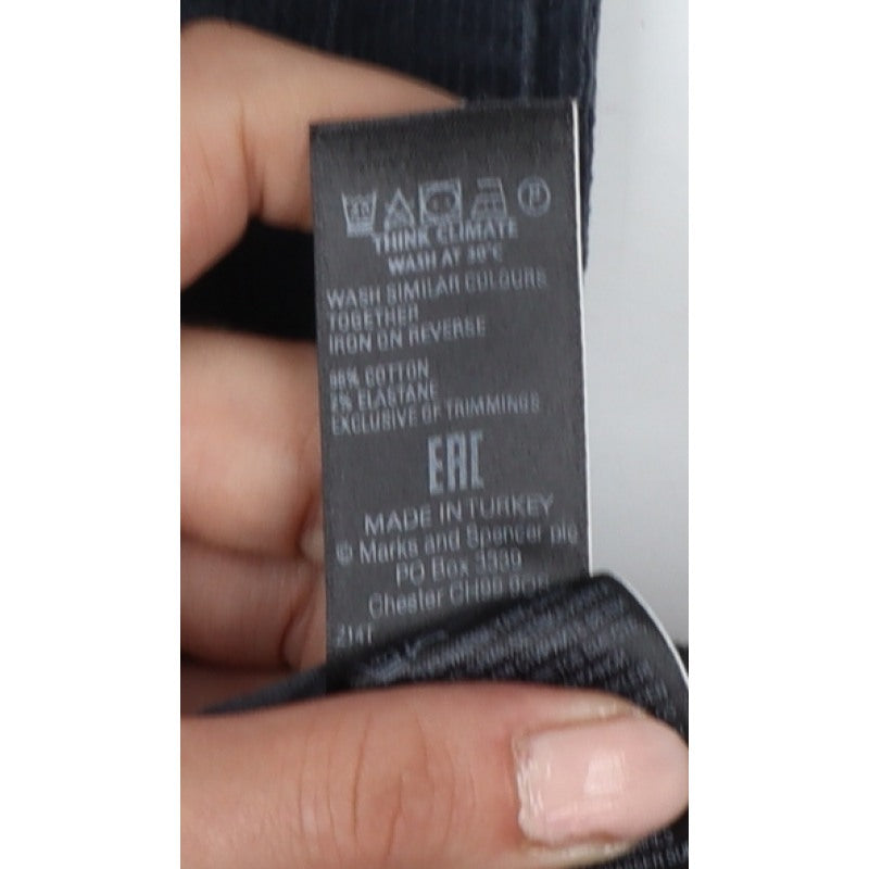 Marks and Spencer Women Black UK 6 Corduroy Wide-Leg Trousers