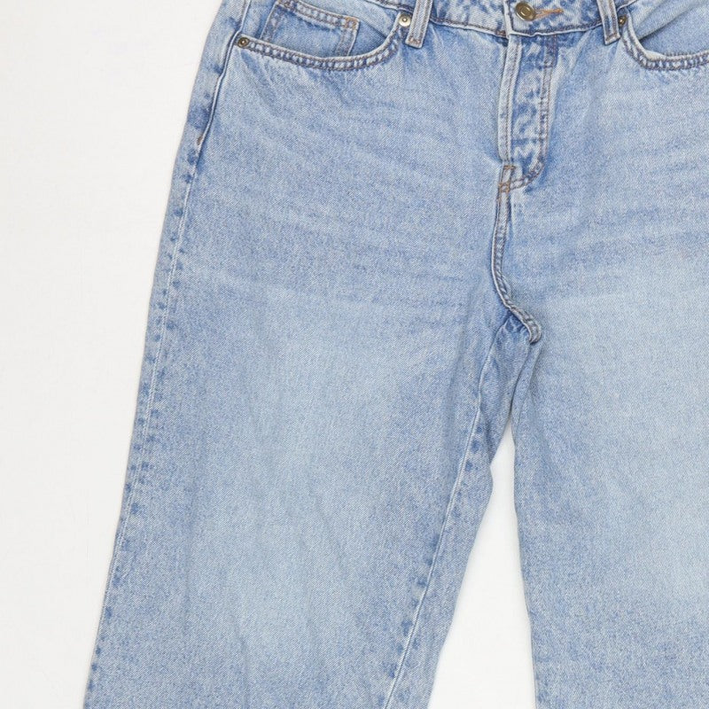 H&M Divided Women Blue Denim Culotte Shorts UK 10 High Rise