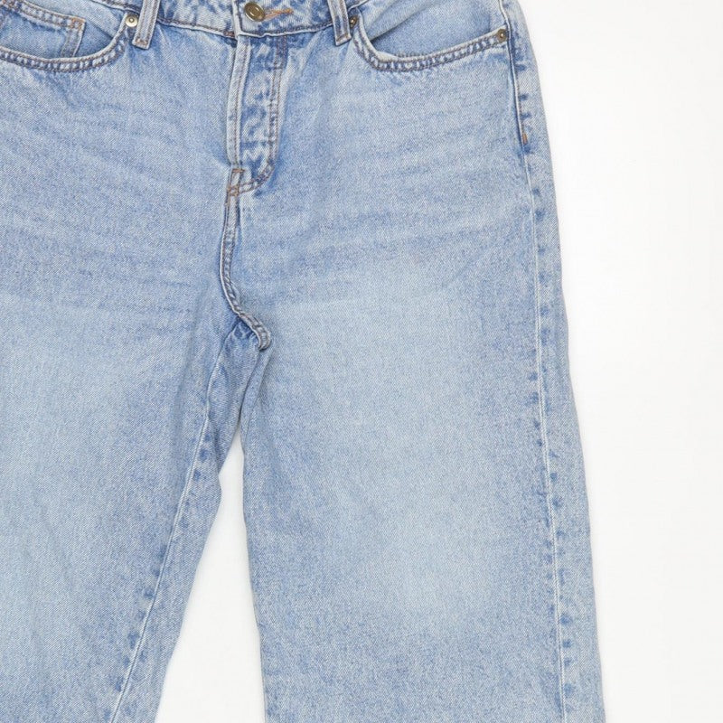 H&M Divided Women Blue Denim Culotte Shorts UK 10 High Rise