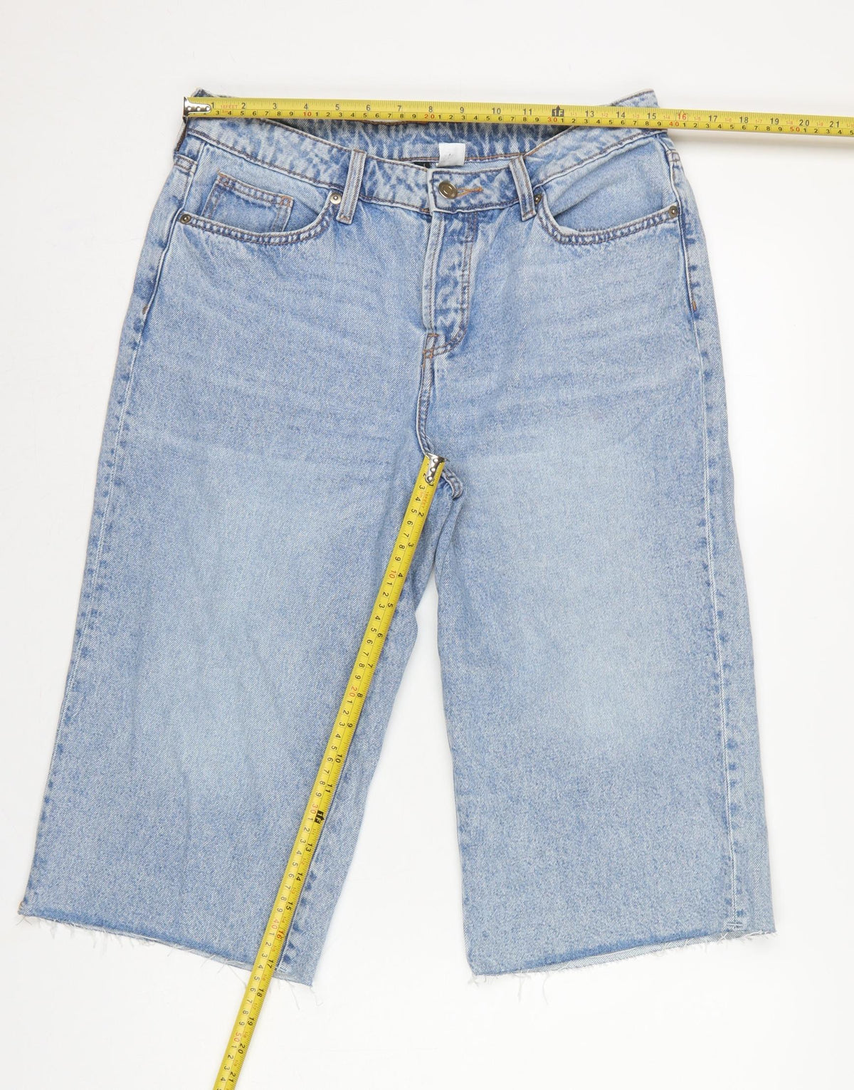 H&M Divided Women Blue Denim Culotte Shorts UK 10 High Rise