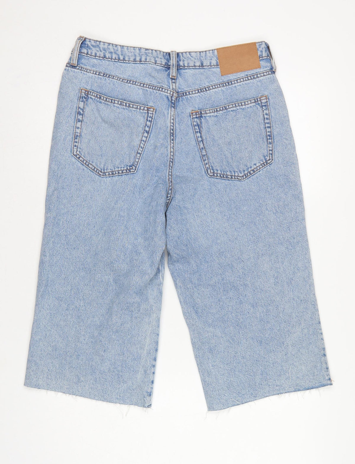 H&M Divided Women Blue Denim Culotte Shorts UK 10 High Rise