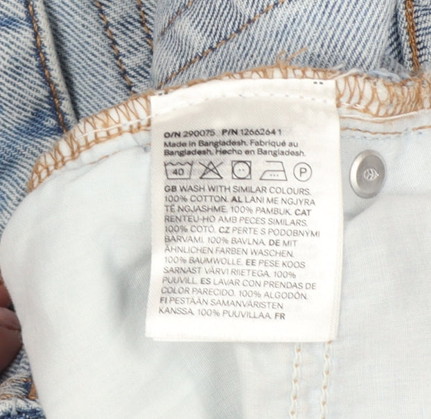 H&M Divided Women Blue Denim Culotte Shorts UK 10 High Rise