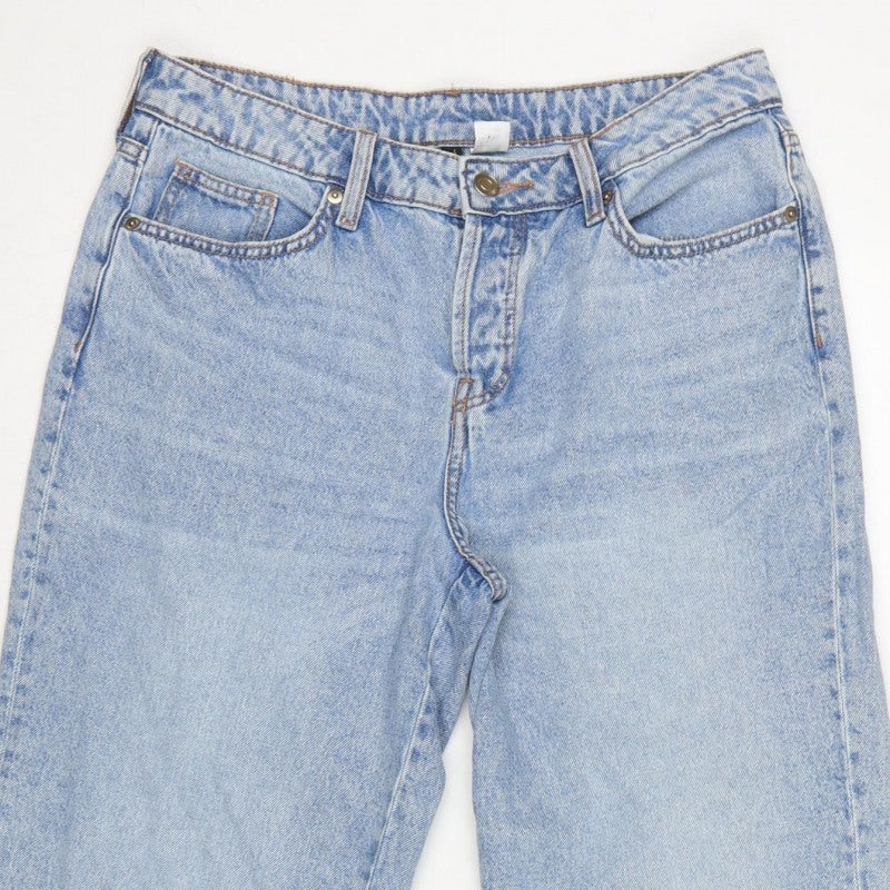 H&M Divided Women Blue Denim Culotte Shorts UK 10 High Rise