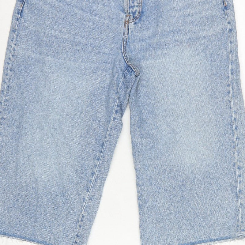 H&M Divided Women Blue Denim Culotte Shorts UK 10 High Rise