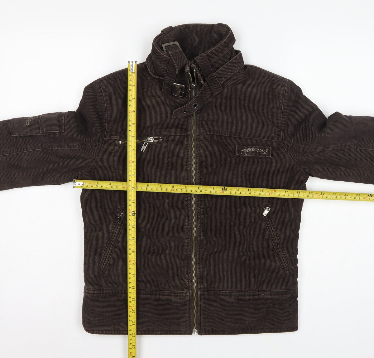 Rip Curl Women Brown XS Corduroy Motorcycle Jacket Zip Buckle Lined