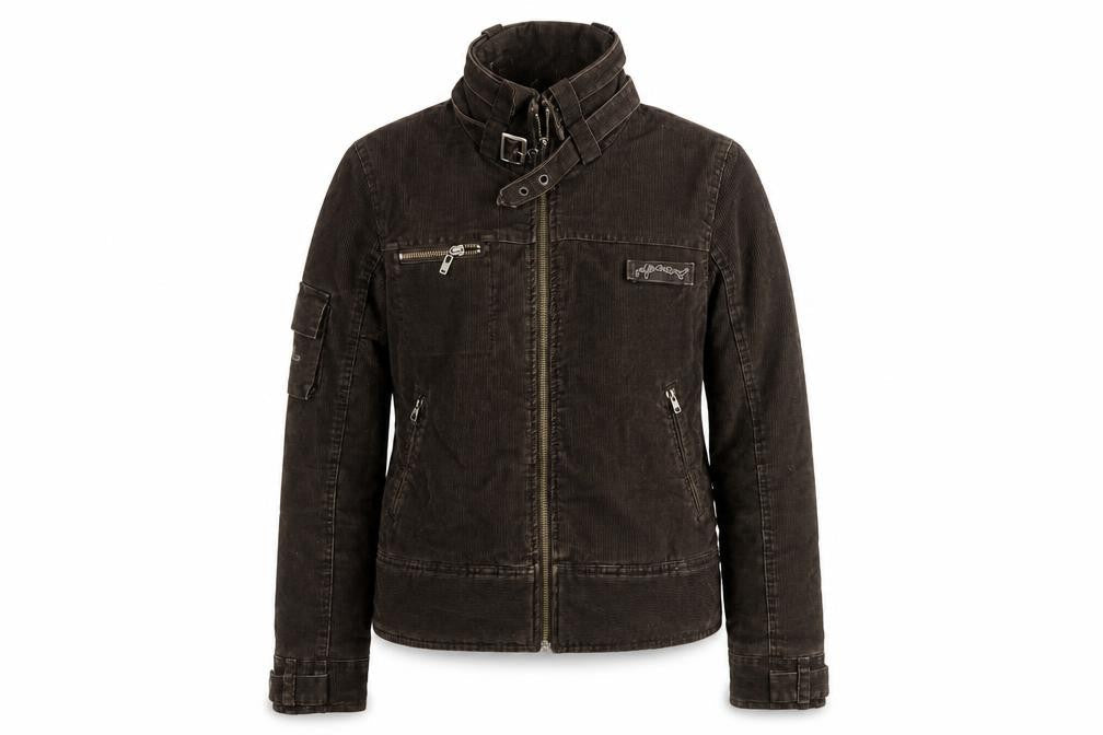 Rip Curl Women Brown XS Corduroy Motorcycle Jacket Zip Buckle Lined