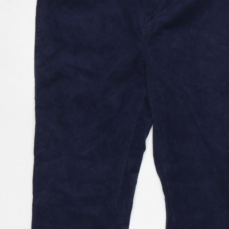 Marks and Spencer Women Blue Corduroy Straight Trousers UK 14 Short