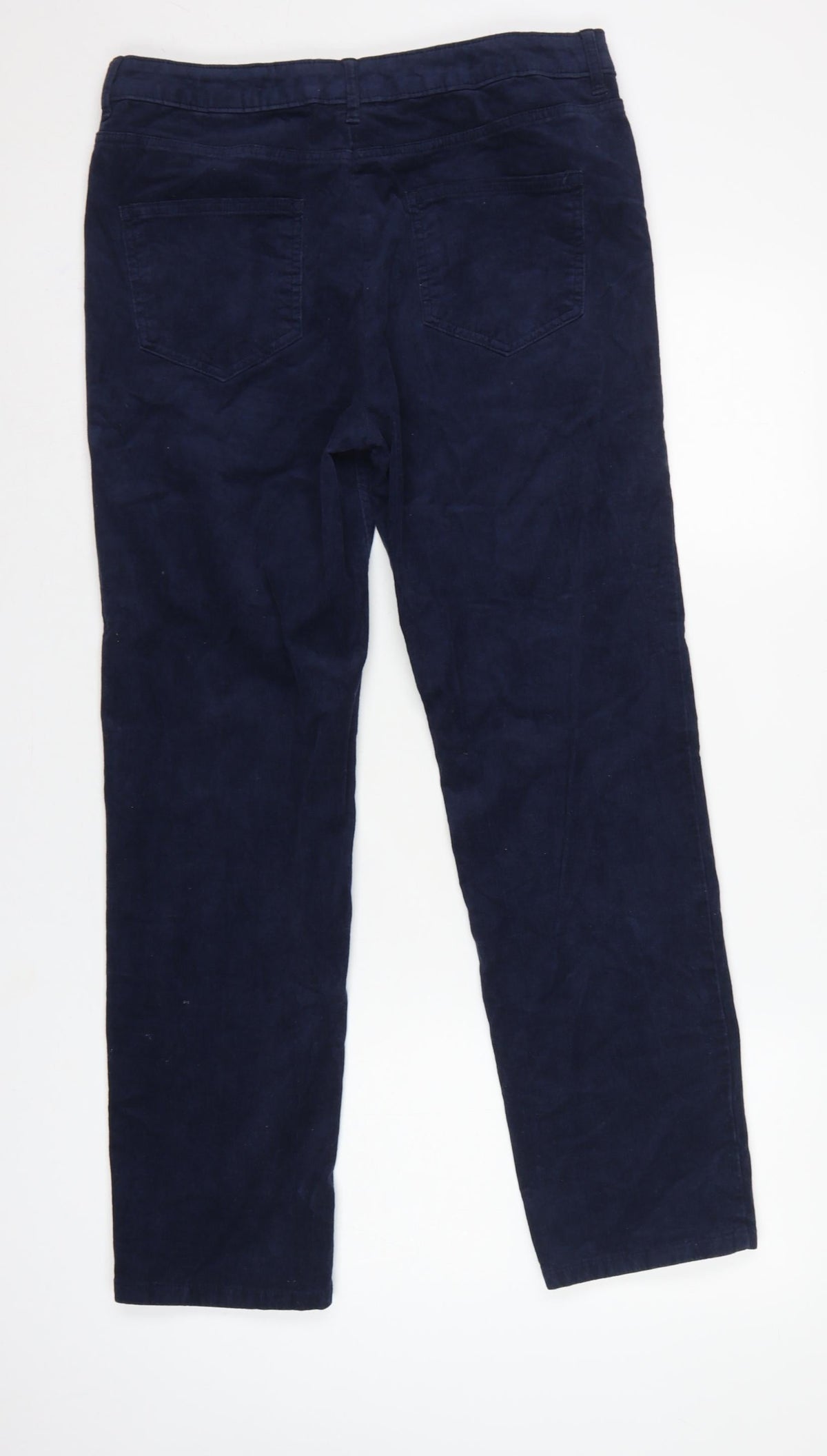 Marks and Spencer Women Blue Corduroy Straight Trousers UK 14 Short