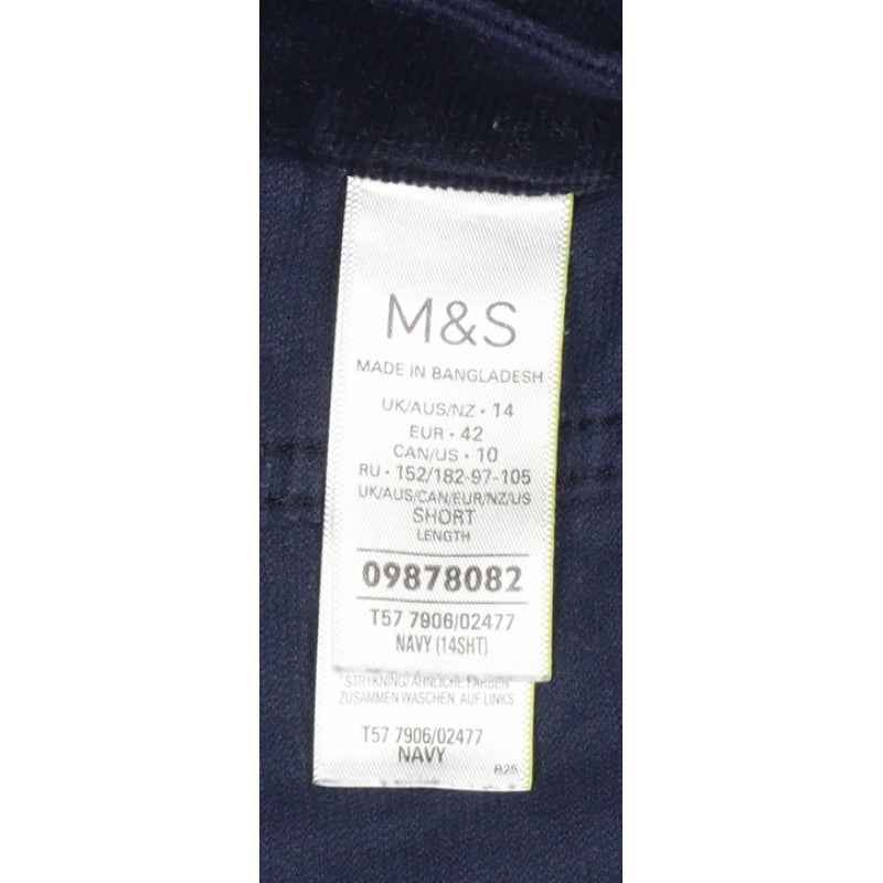 Marks and Spencer Women Blue Corduroy Straight Trousers UK 14 Short