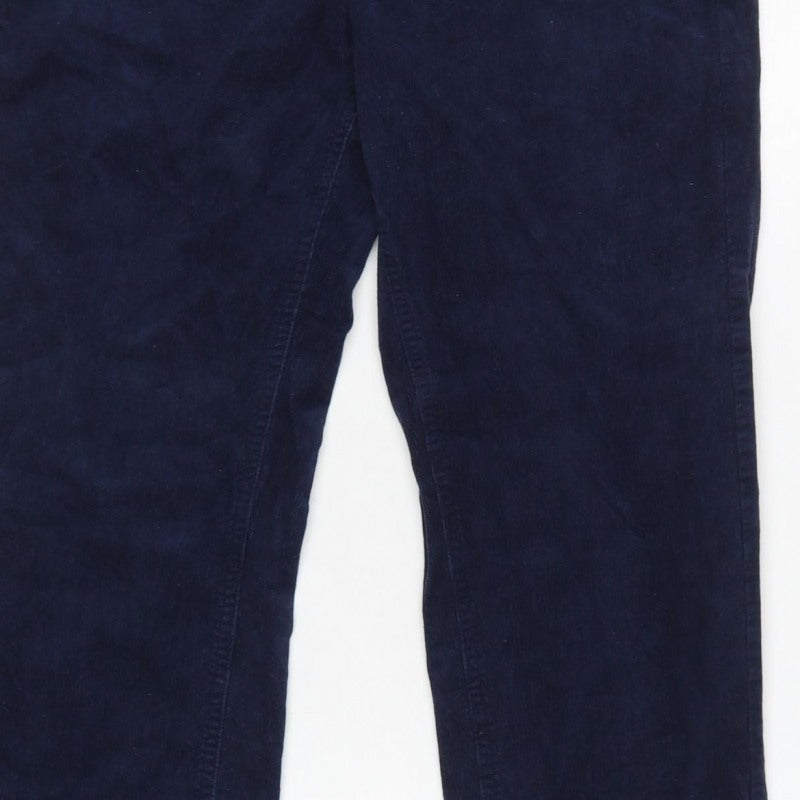 Marks and Spencer Women Blue Corduroy Straight Trousers UK 14 Short