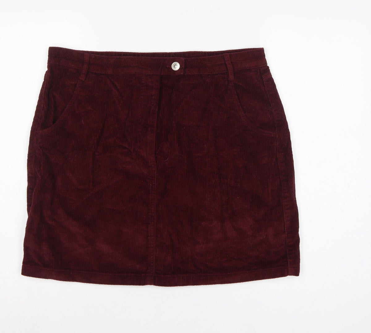 Papaya Women Burgundy Size 16 Corduroy Mini Pencil Skirt Pockets
