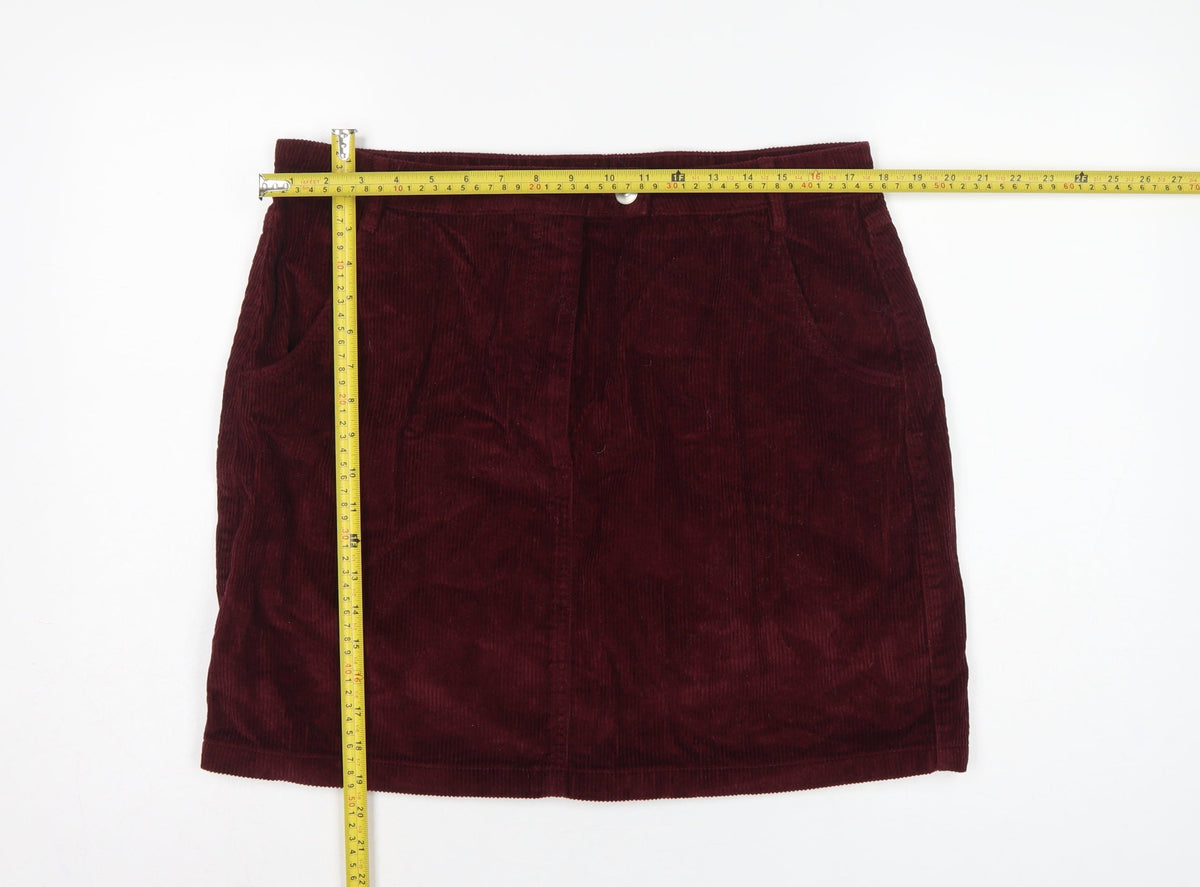 Papaya Women Burgundy Size 16 Corduroy Mini Pencil Skirt Pockets