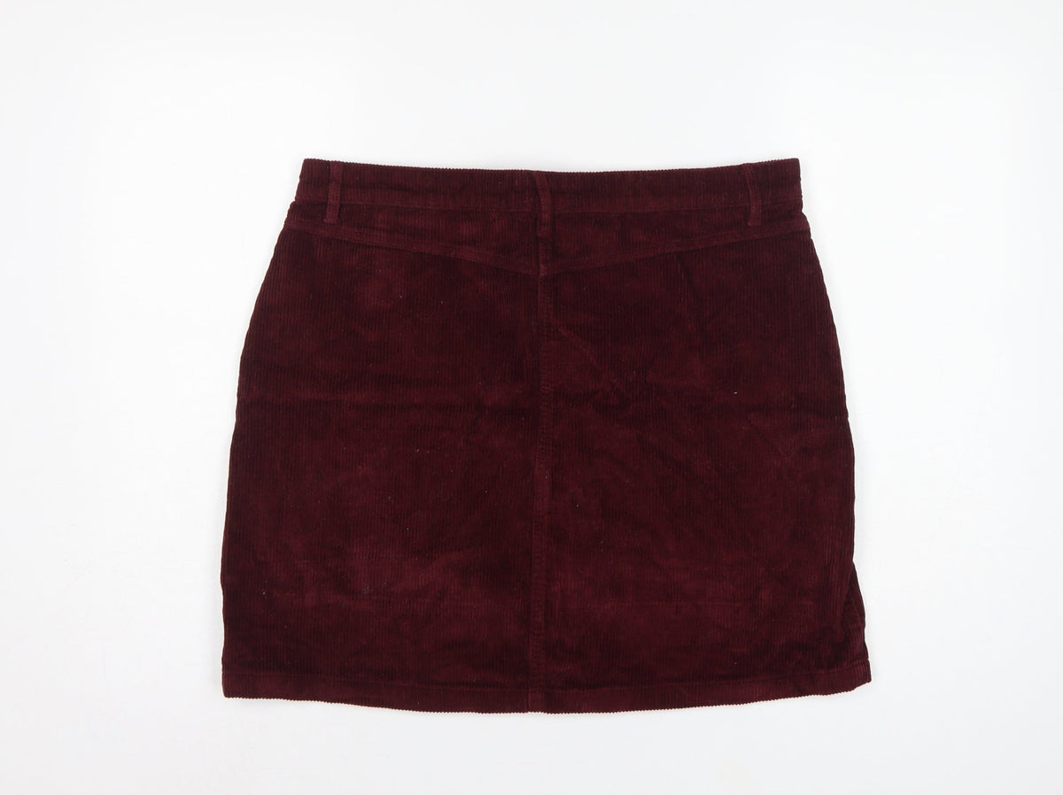 Papaya Women Burgundy Size 16 Corduroy Mini Pencil Skirt Pockets