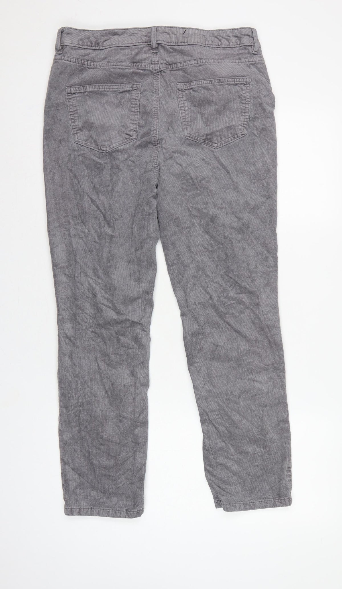 Marks and Spencer Women Grey UK 14 Short Corduroy Tapered Trousers
