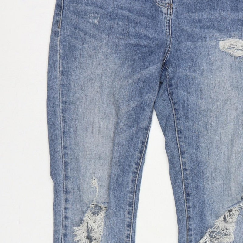 Next Women Blue UK 8 Skinny Mid Rise Distressed Stretch Jeans