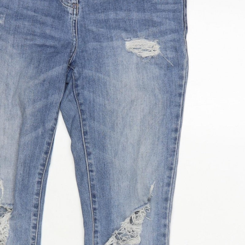 Next Women Blue UK 8 Skinny Mid Rise Distressed Stretch Jeans