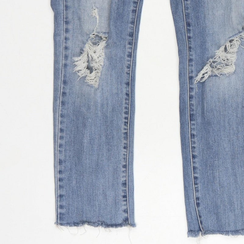 Next Women Blue UK 8 Skinny Mid Rise Distressed Stretch Jeans