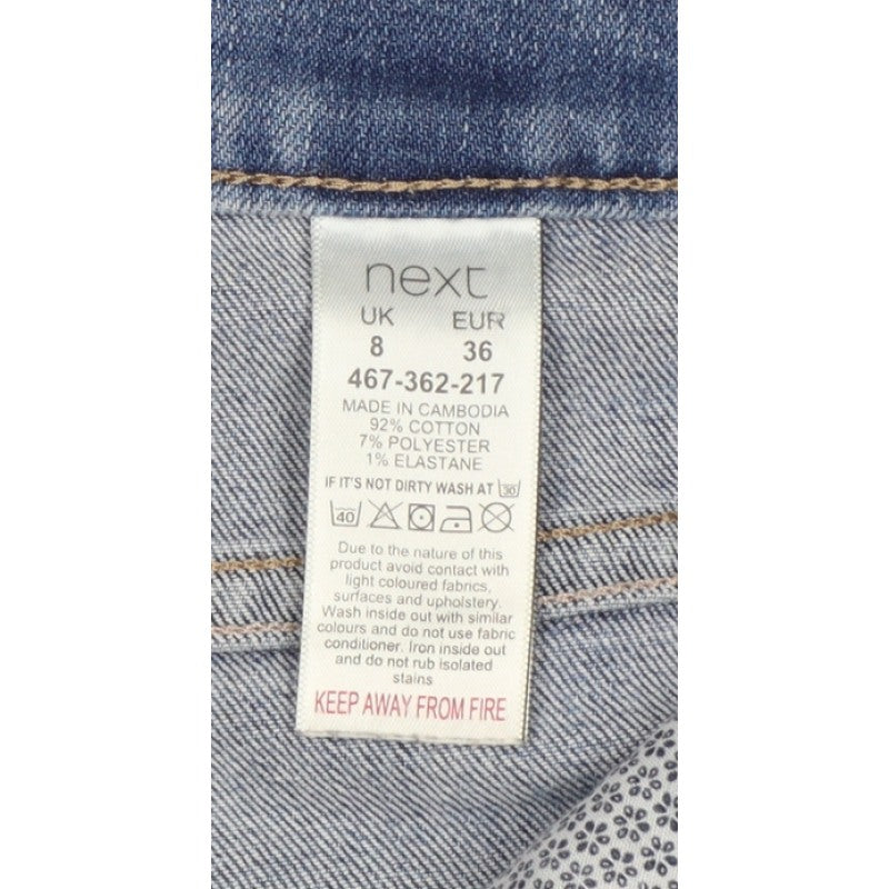 Next Women Blue UK 8 Skinny Mid Rise Distressed Stretch Jeans