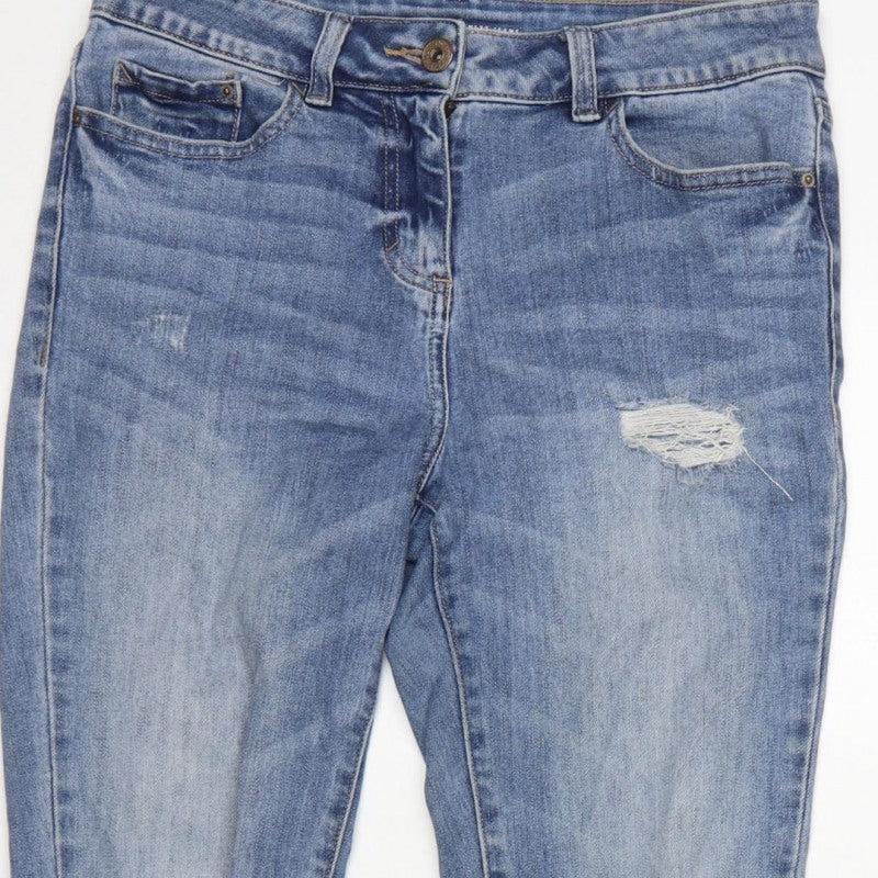 Next Women Blue UK 8 Skinny Mid Rise Distressed Stretch Jeans