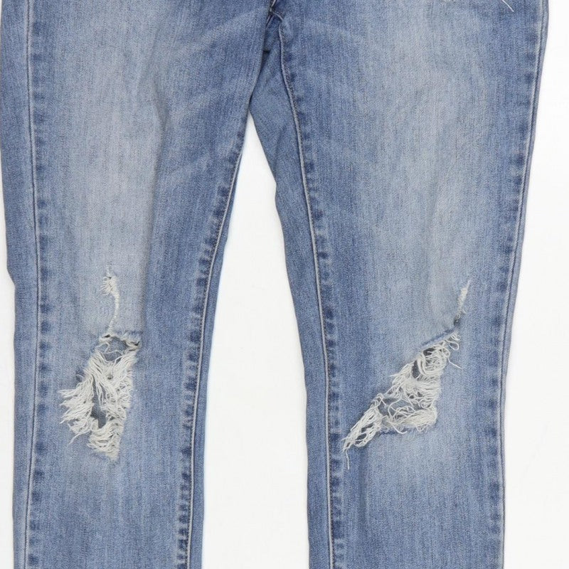 Next Women Blue UK 8 Skinny Mid Rise Distressed Stretch Jeans