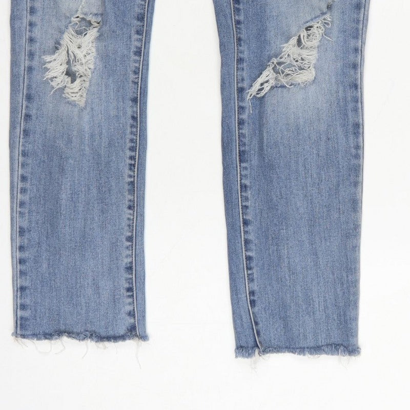 Next Women Blue UK 8 Skinny Mid Rise Distressed Stretch Jeans