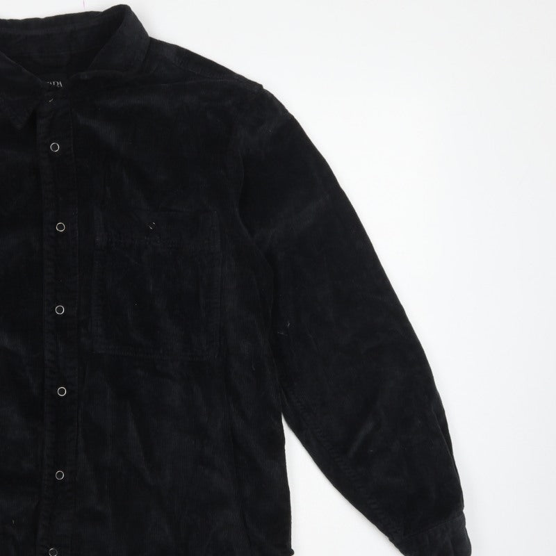 Additional view of Zara Men's Black S Relaxed Fit Corduroy Long Sleeve Button-Up Shirt