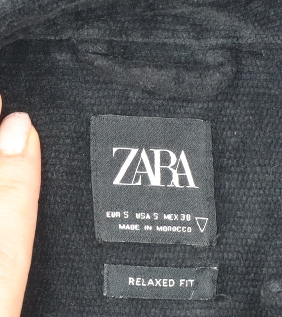 Additional view of Zara Men's Black S Relaxed Fit Corduroy Long Sleeve Button-Up Shirt