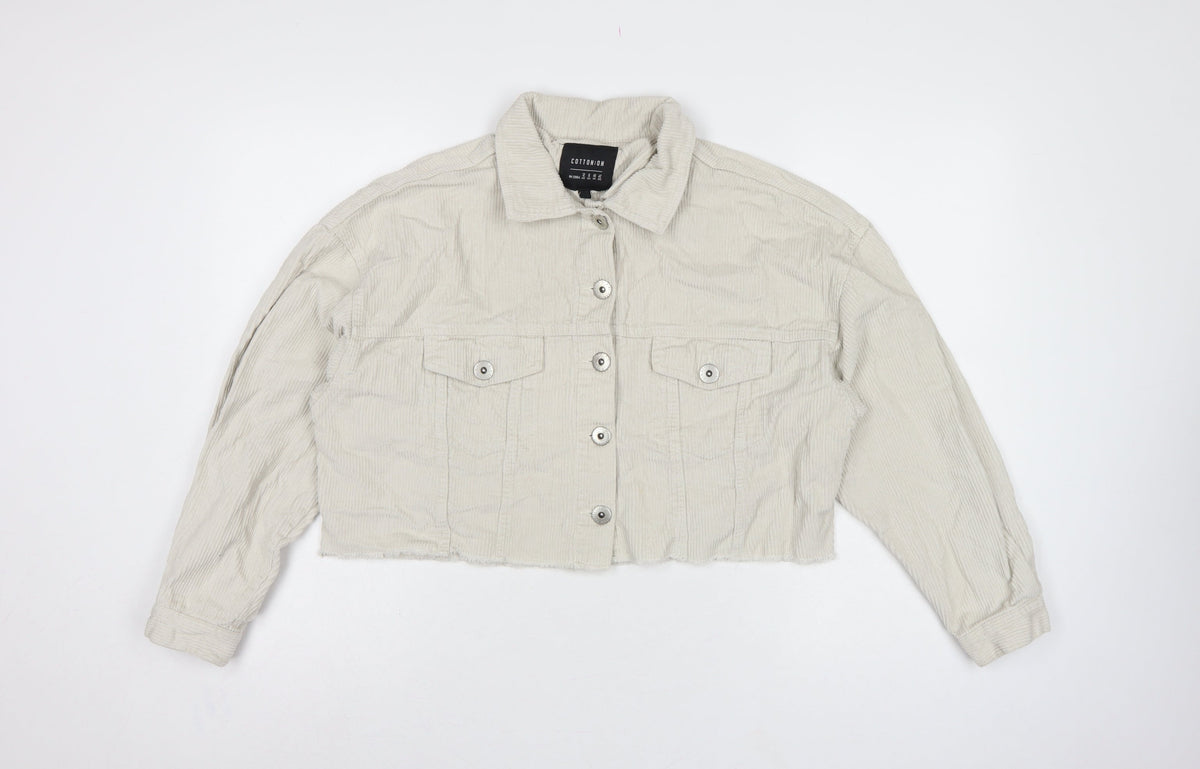 Cotton On Women’s Ivory UK 12 Cropped Corduroy Button Jacket