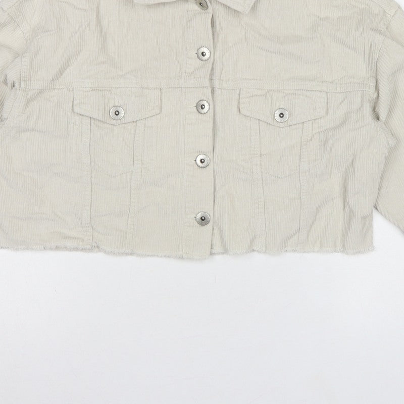 Cotton On Women’s Ivory UK 12 Cropped Corduroy Button Jacket