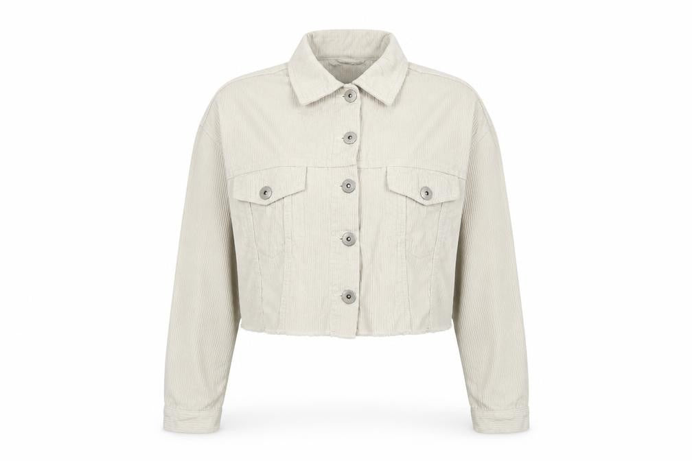 Cotton On Women’s Ivory UK 12 Cropped Corduroy Button Jacket
