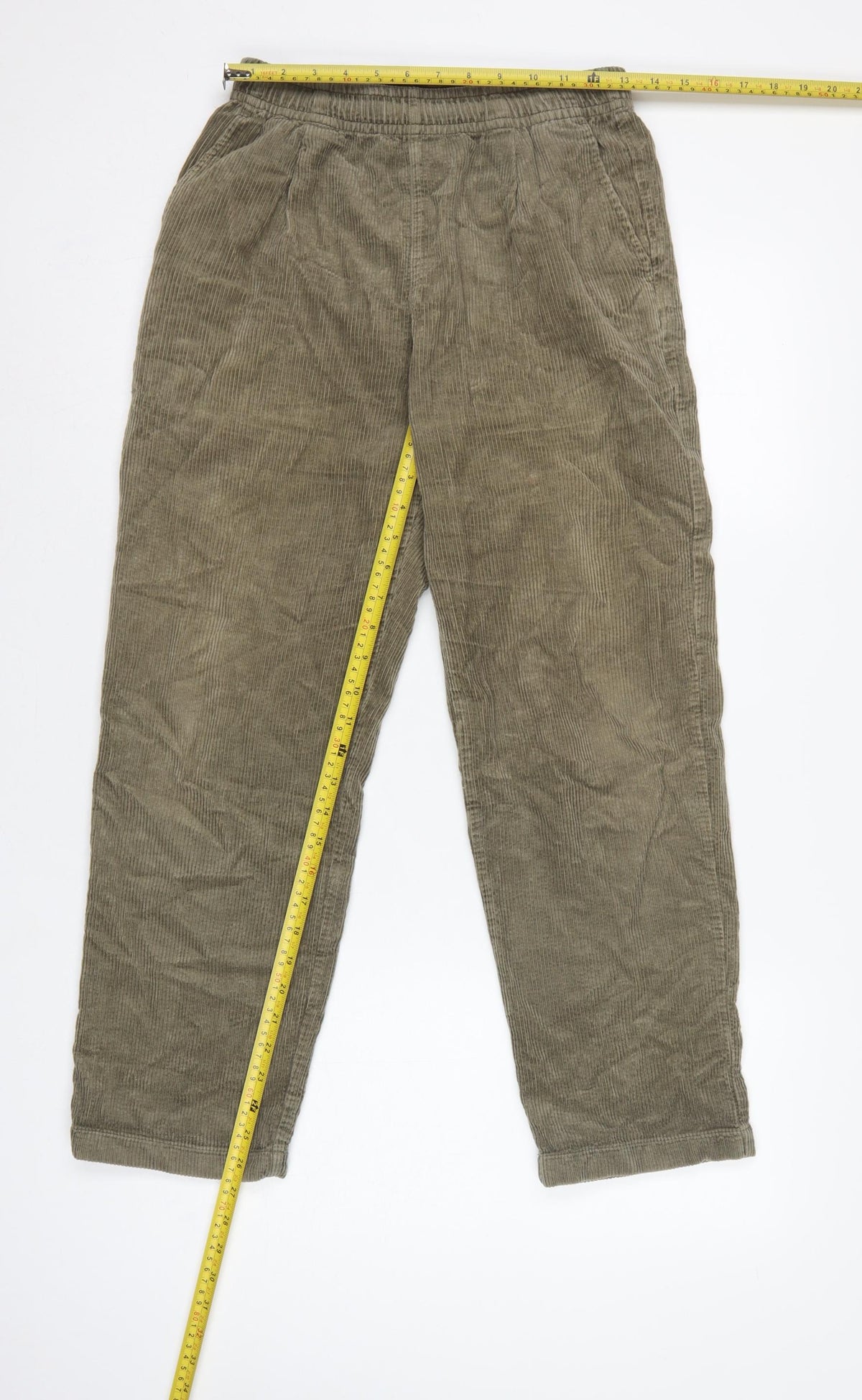 Uniqlo Women's Green S Corduroy Elastic Waist Tapered Trousers