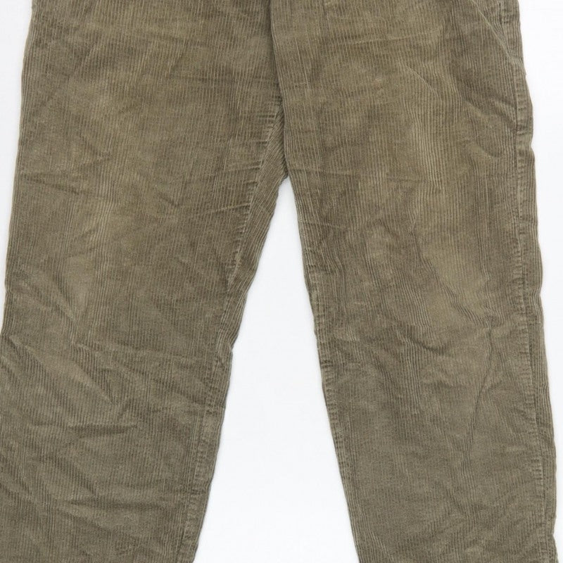 Uniqlo Women's Green S Corduroy Elastic Waist Tapered Trousers