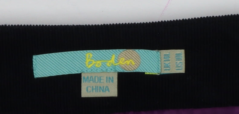 Boden Women Black UK 14 A-Line Corduroy Embroidered Knee Skirt